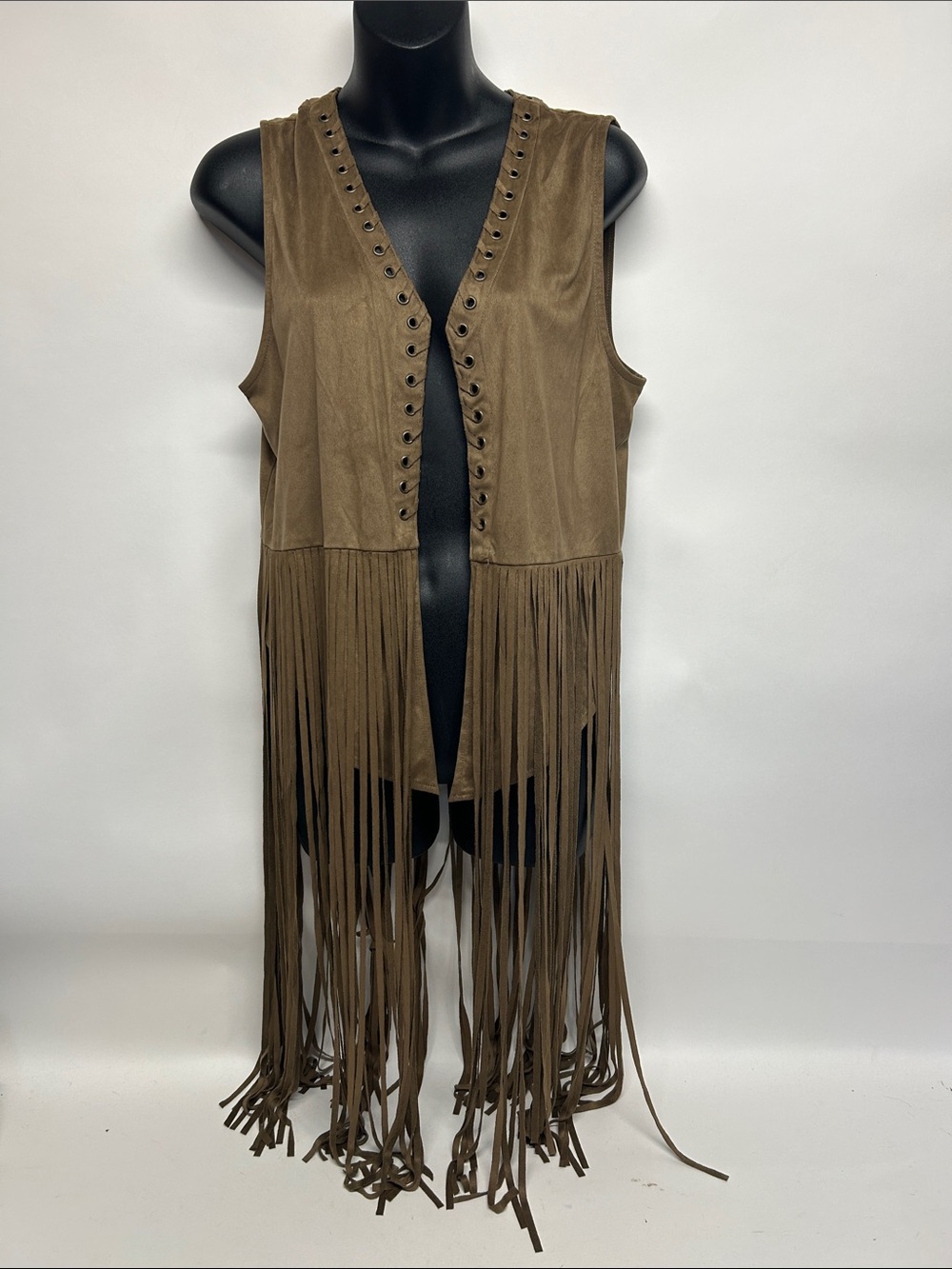 mark. Tan Sueded Fringe vest top festival western